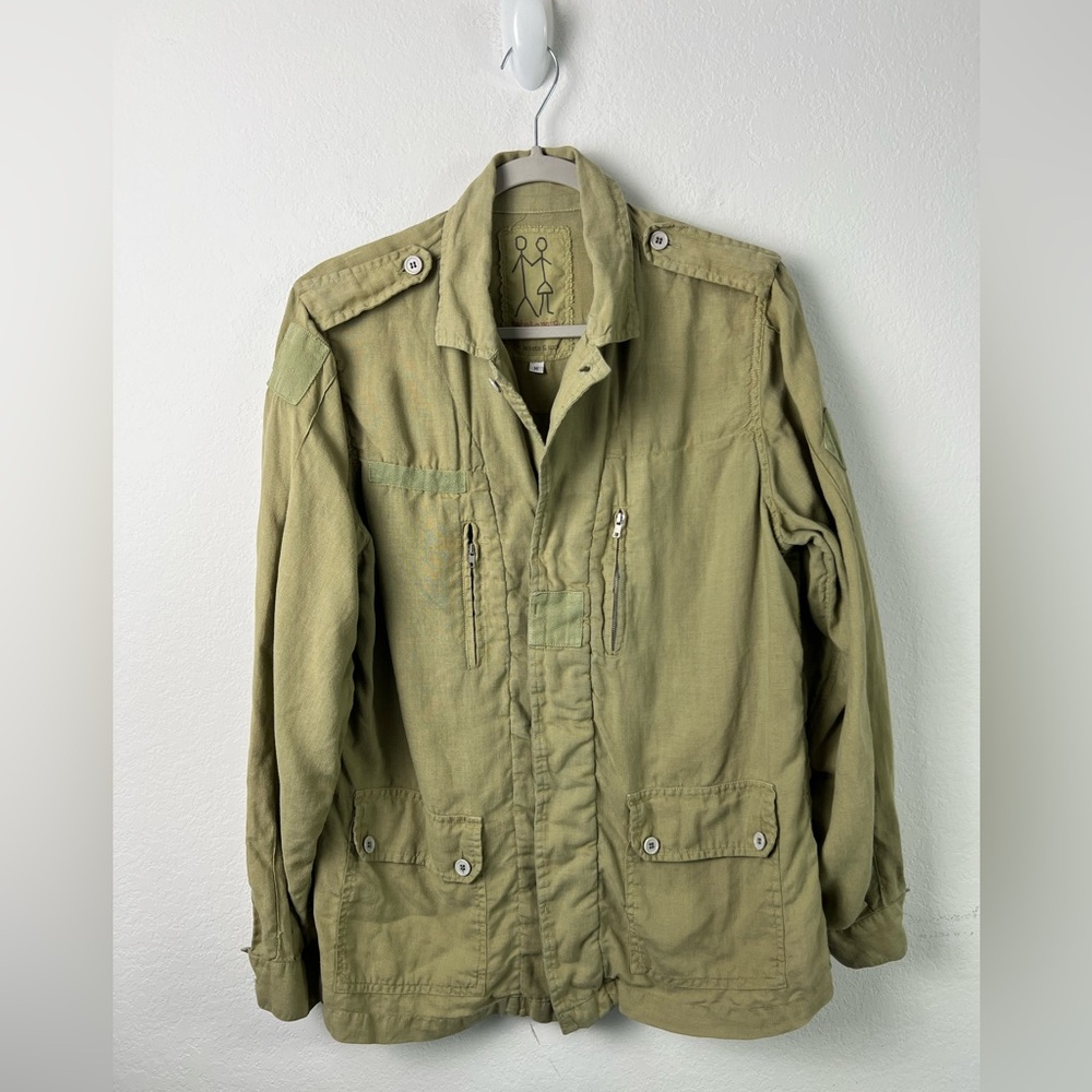 Pete & Greta by Johnny Was Olive Green Linen Shirt Jacket Fall Summer Vacation